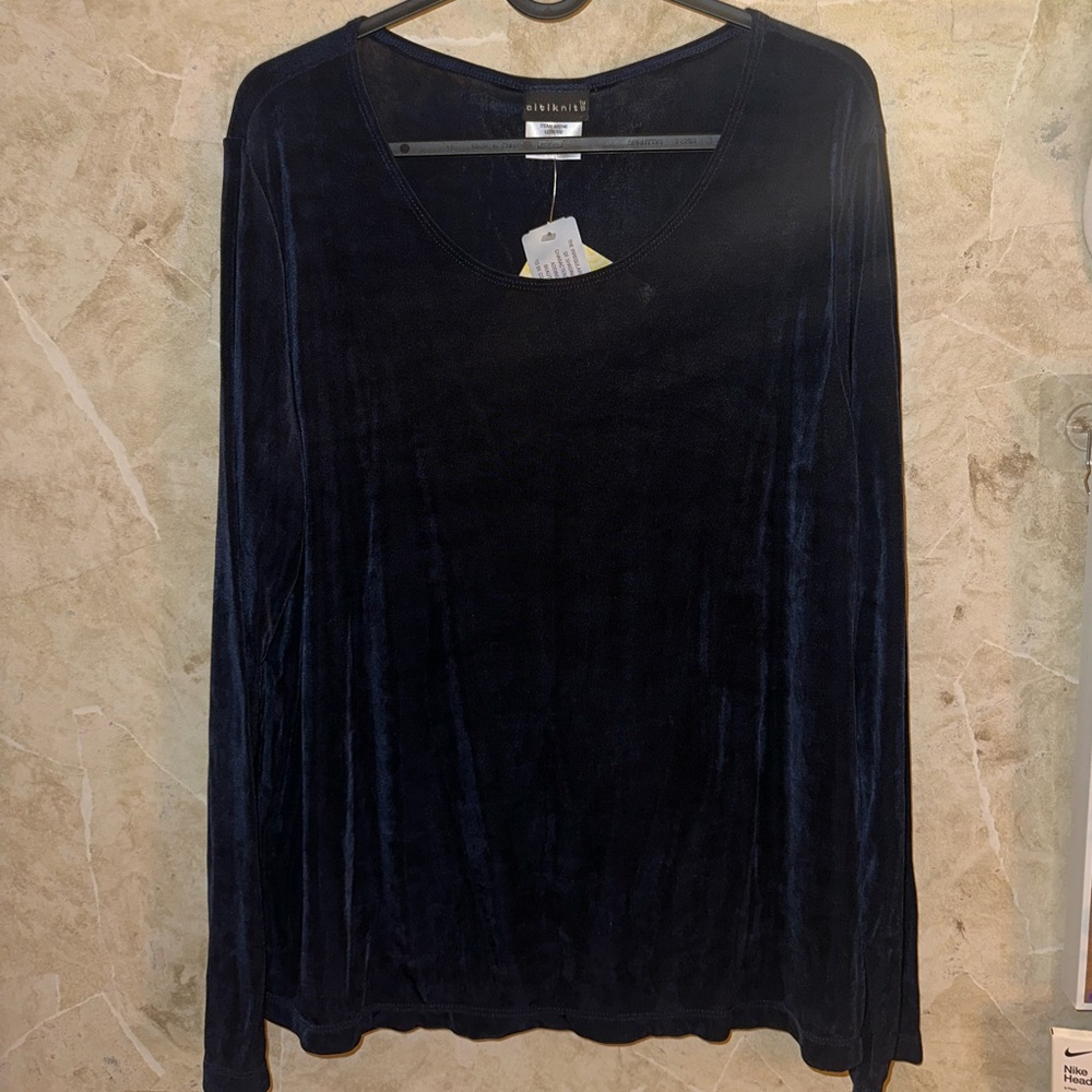 NWT Citiknit QVC Style Black Long Sleeve Top